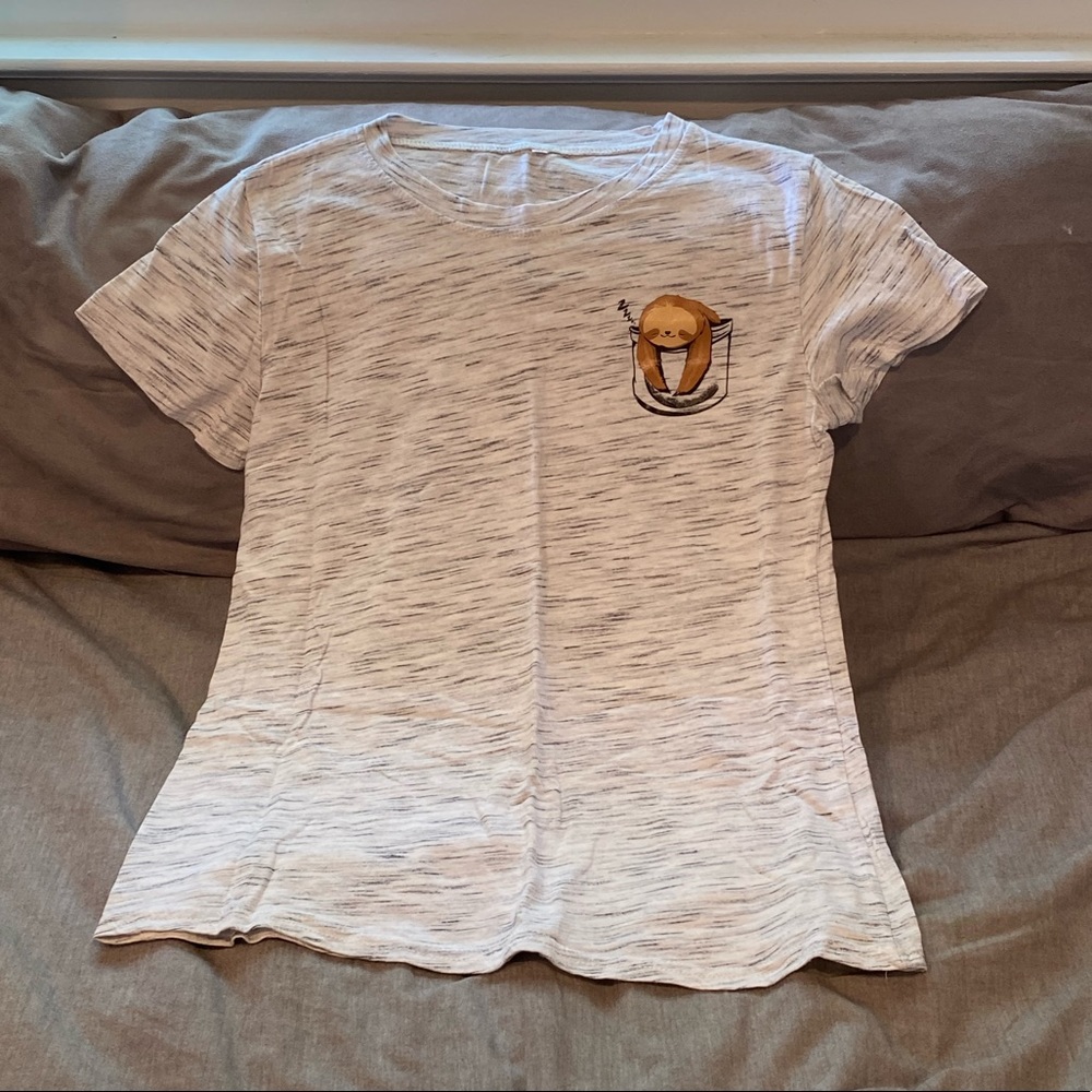 SHEIN Grey sloth short sleeve t-shirt